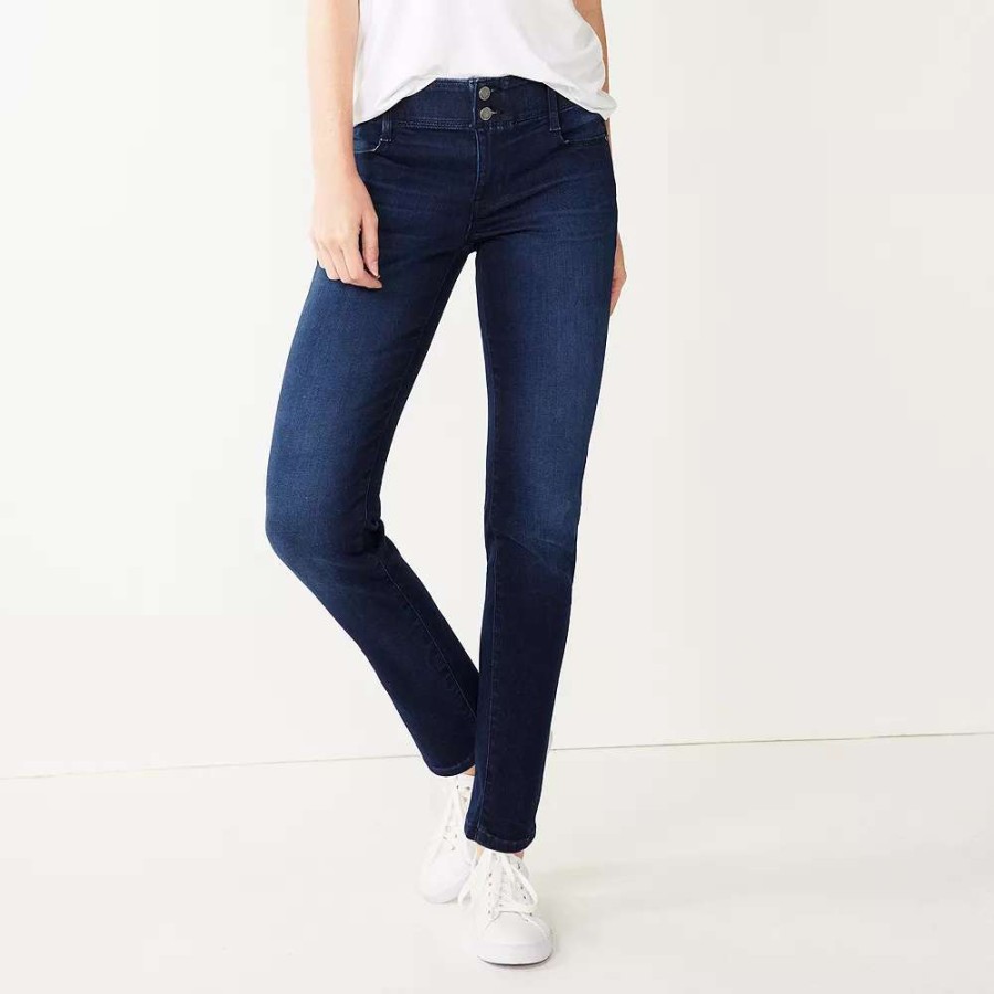 Clothing * | Women'S Nine West Curvy Tummy-Control Slim Straight Jeans