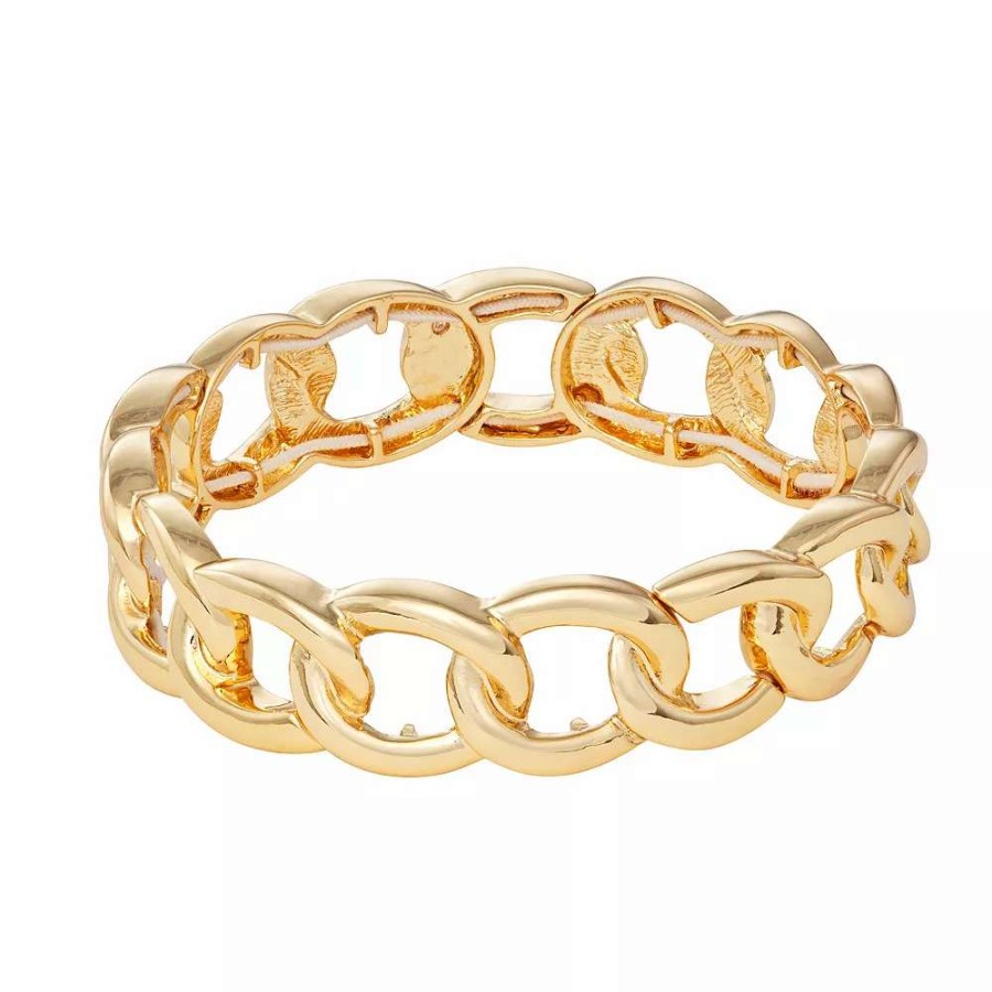 Jewelry * | Nine West Gold Tone Curb Chain Stretch Bracelet