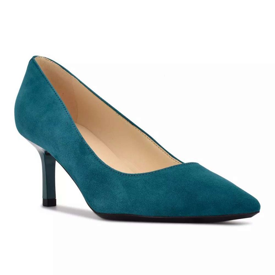 Shoes * | Nine West Kuna 9 9 Women'S Suede Heels Teal Suede