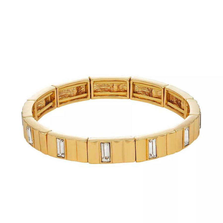 Jewelry * | Nine West Gold Tone Crystal Link Stretch Bracelet