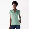 Clothing * | Women'S Nine West Short Sleeve Easy Lapel Shirt