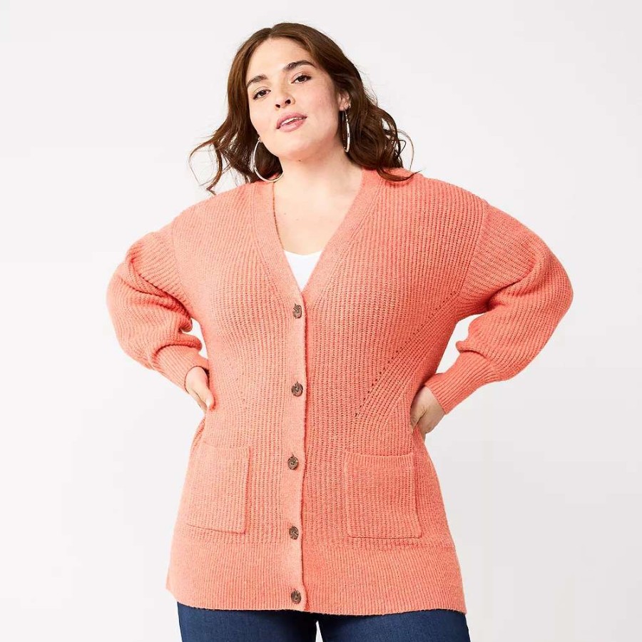 Clothing * | Plus Size Nine West Drop Shoulder Blouson Sleeve Cardigan