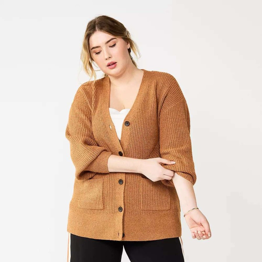 Clothing * | Plus Size Nine West Drop Shoulder Blouson Sleeve Cardigan