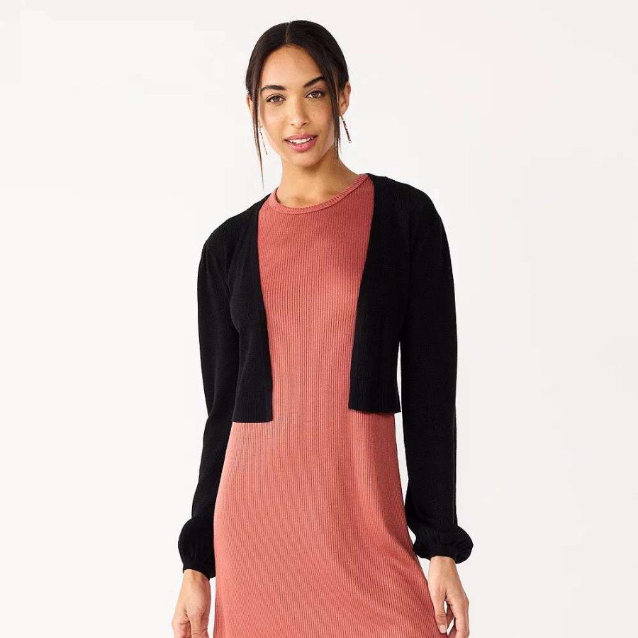 Clothing * | Women'S Nine West Balloon Sleeve Open Front Cardigan