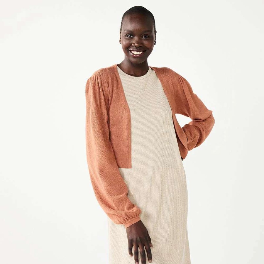 Clothing * | Women'S Nine West Balloon Sleeve Open Front Cardigan