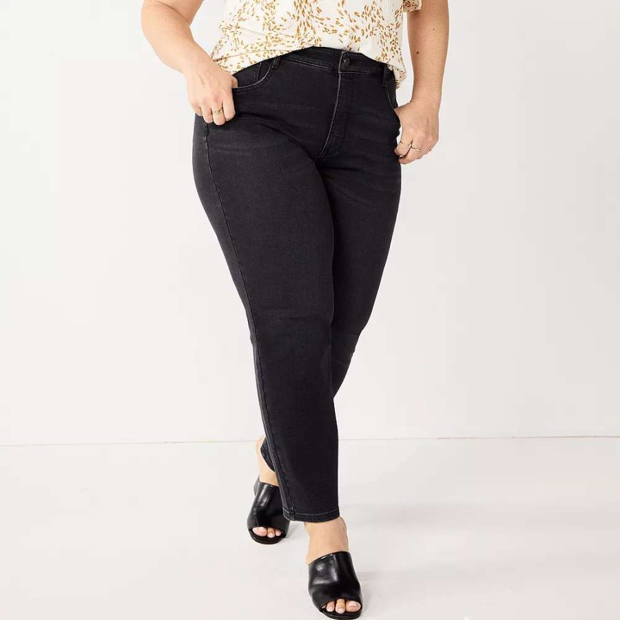 Clothing * | Plus Size Nine West Slimming Straight-Leg Jeans