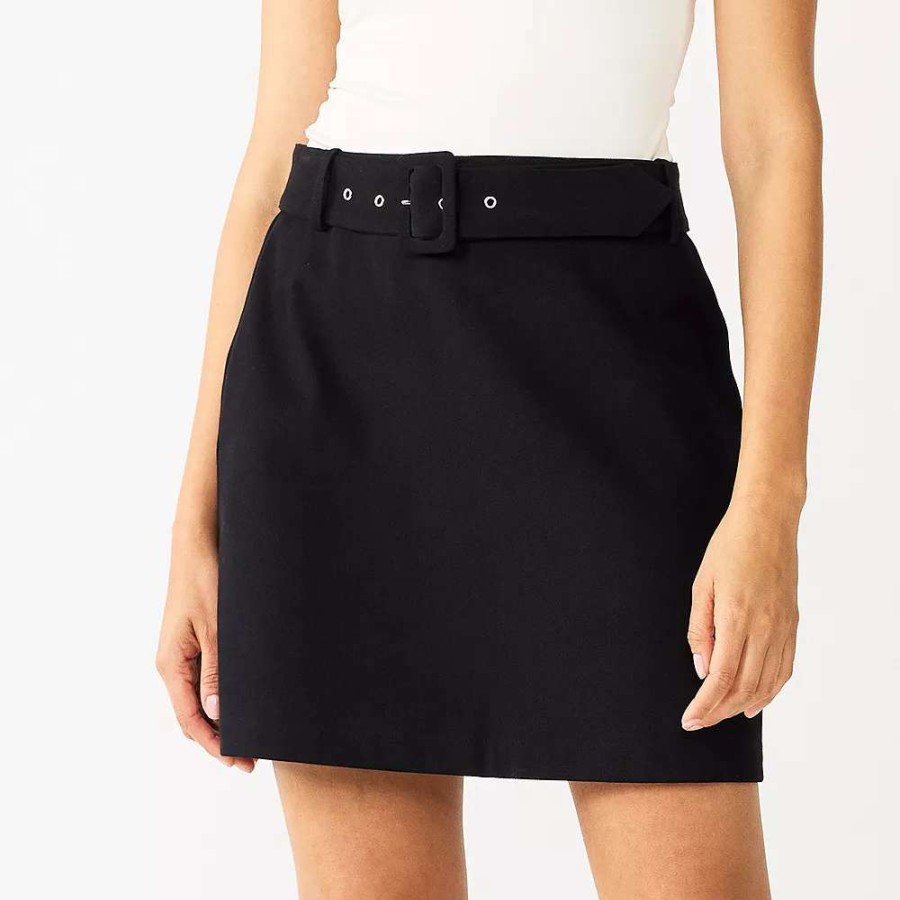 Clothing * | Petite Nine West Self Belt Mini Skirt