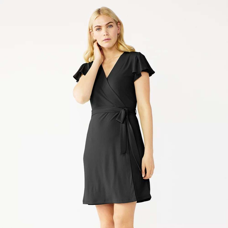 Clothing * | Women'S Nine West Flutter Sleeve Wrap Dress