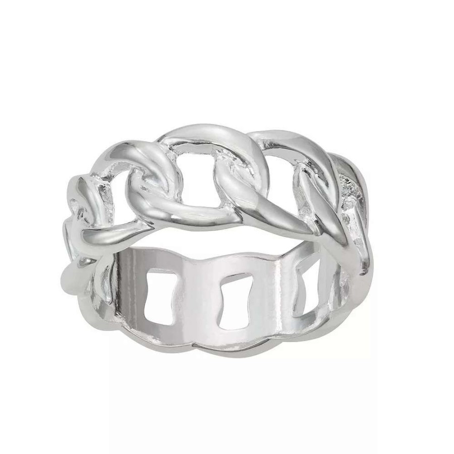 Jewelry * | Nine West Silver Tone Chain Link Ring