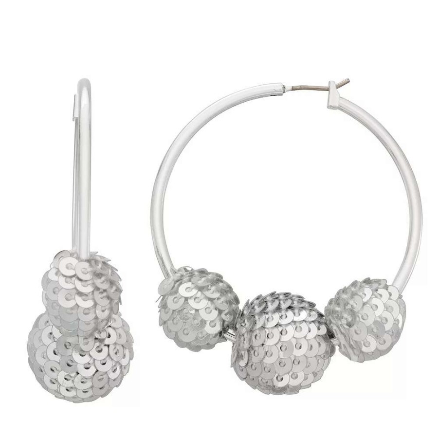 Jewelry * | Nine West Sequins Disco Hoop Earrings