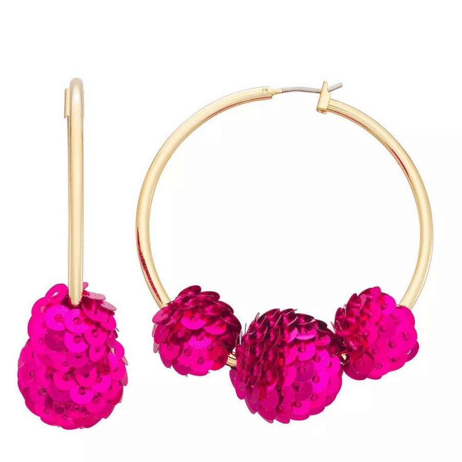 Jewelry * | Nine West Sequins Disco Hoop Earrings