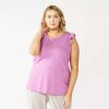 Clothing * | Plus Size Nine West Ruffle Shoulder Tank