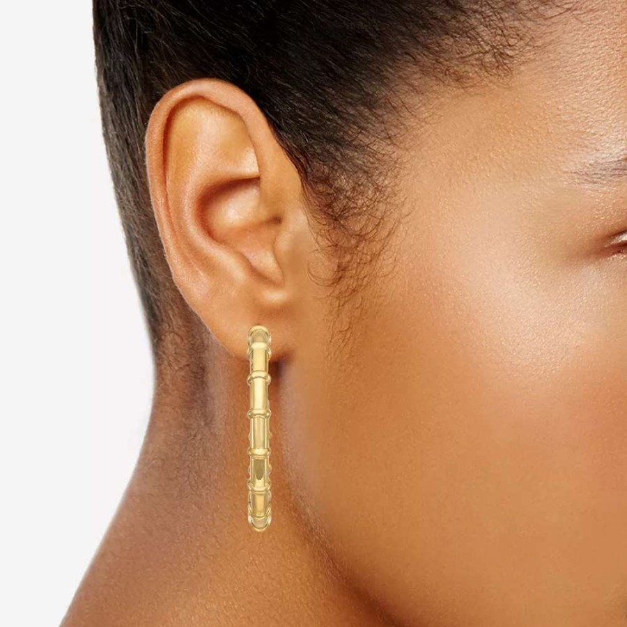 Jewelry * | Nine West Gold Tone Textured C Hoop Earrings