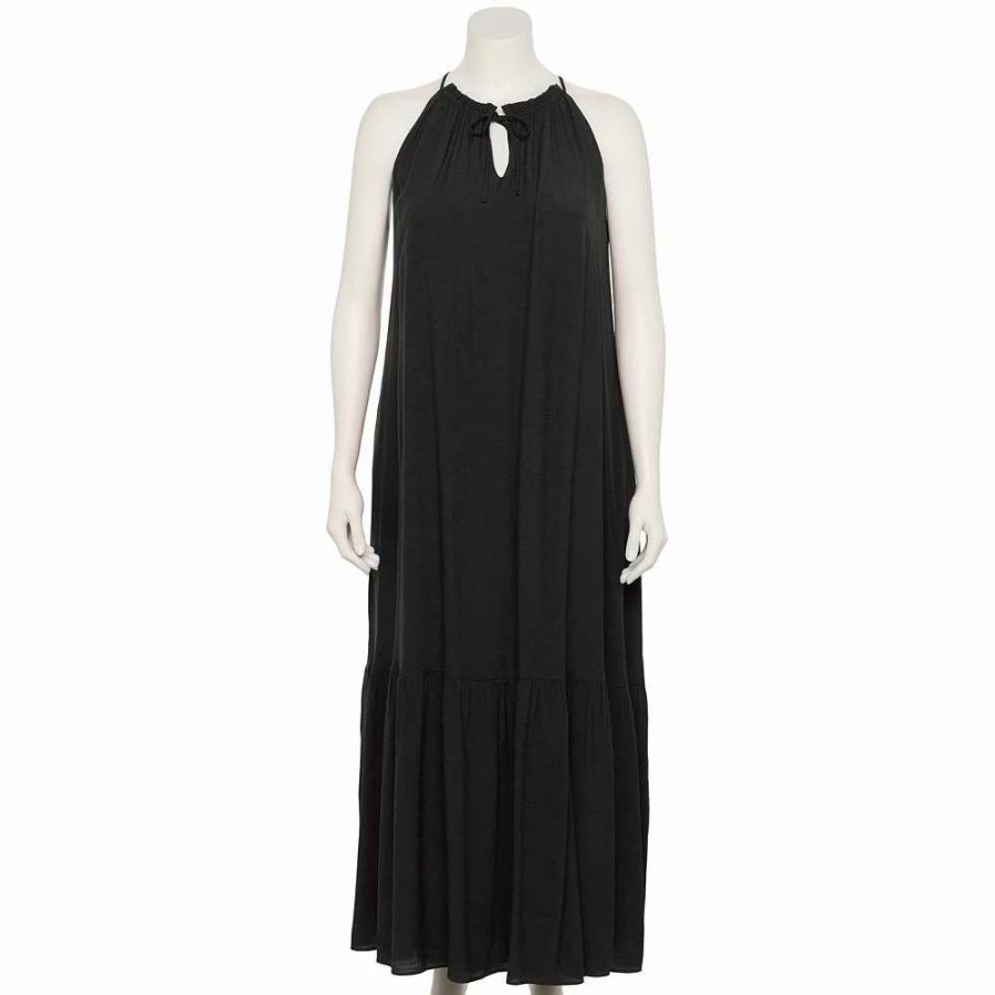 Clothing * | Plus Size Nine West Tiered Peasant Maxi Dress