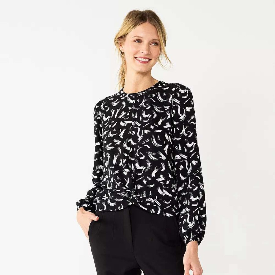 Clothing * | Women'S Nine West Long Sleeve Twist Front Top