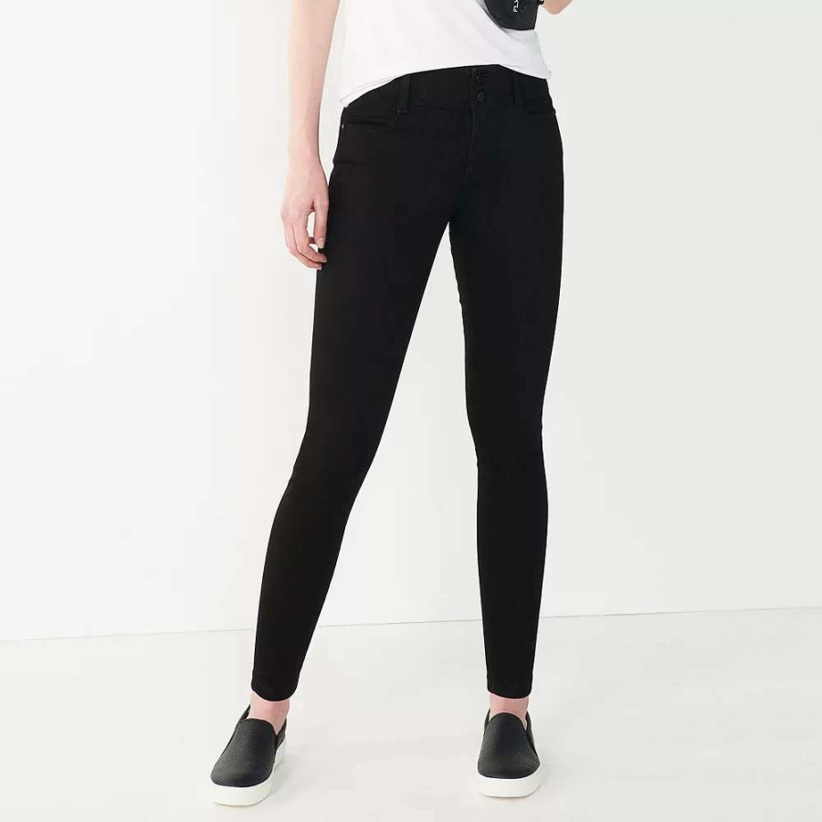 Clothing * | Women'S Nine West Tummy-Control Skinny Jeans Black