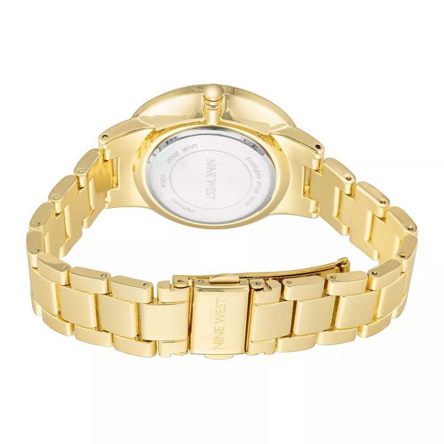 Watches * | Nine West Women'S Gold-Tone Bracelet Watch With Crystal Accents Rose Gold Tone Pink