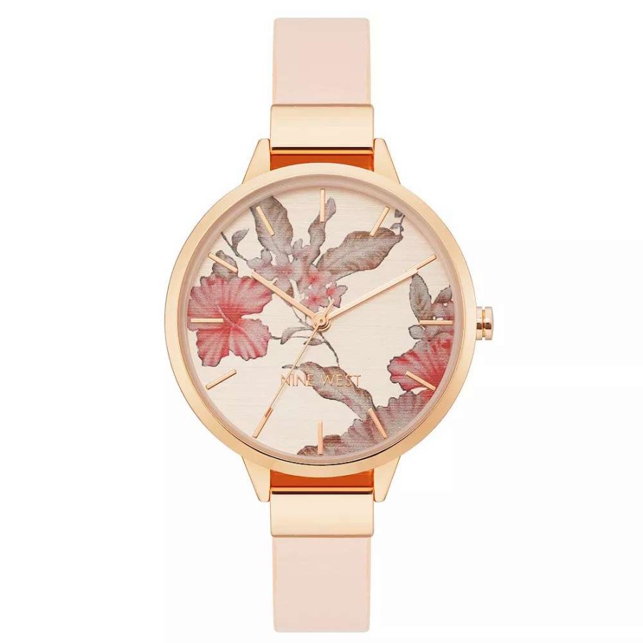 Watches * | Nine West Women'S Flower Dial Strap Watch