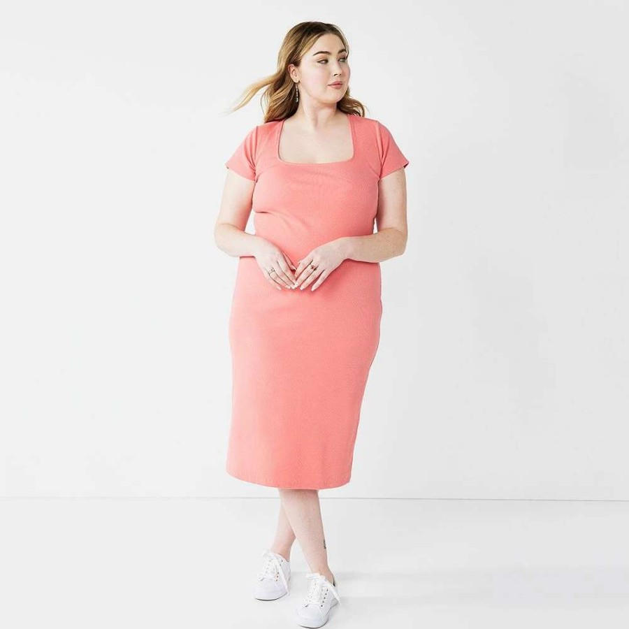 Clothing * | Plus Size Nine West Back Keyhole Cutout Bodyon Dress