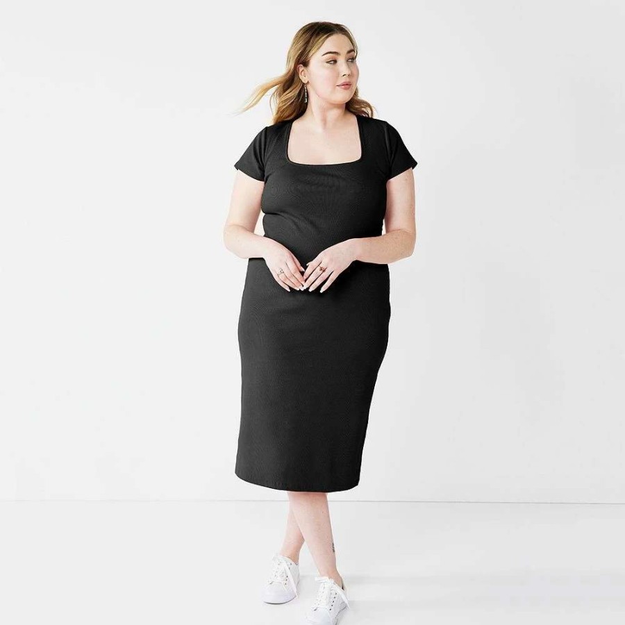 Clothing * | Plus Size Nine West Back Keyhole Cutout Bodyon Dress