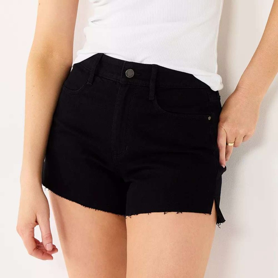 Clothing * | Women'S Nine West High Rise Raw Hem Relaxed Denim Shorts