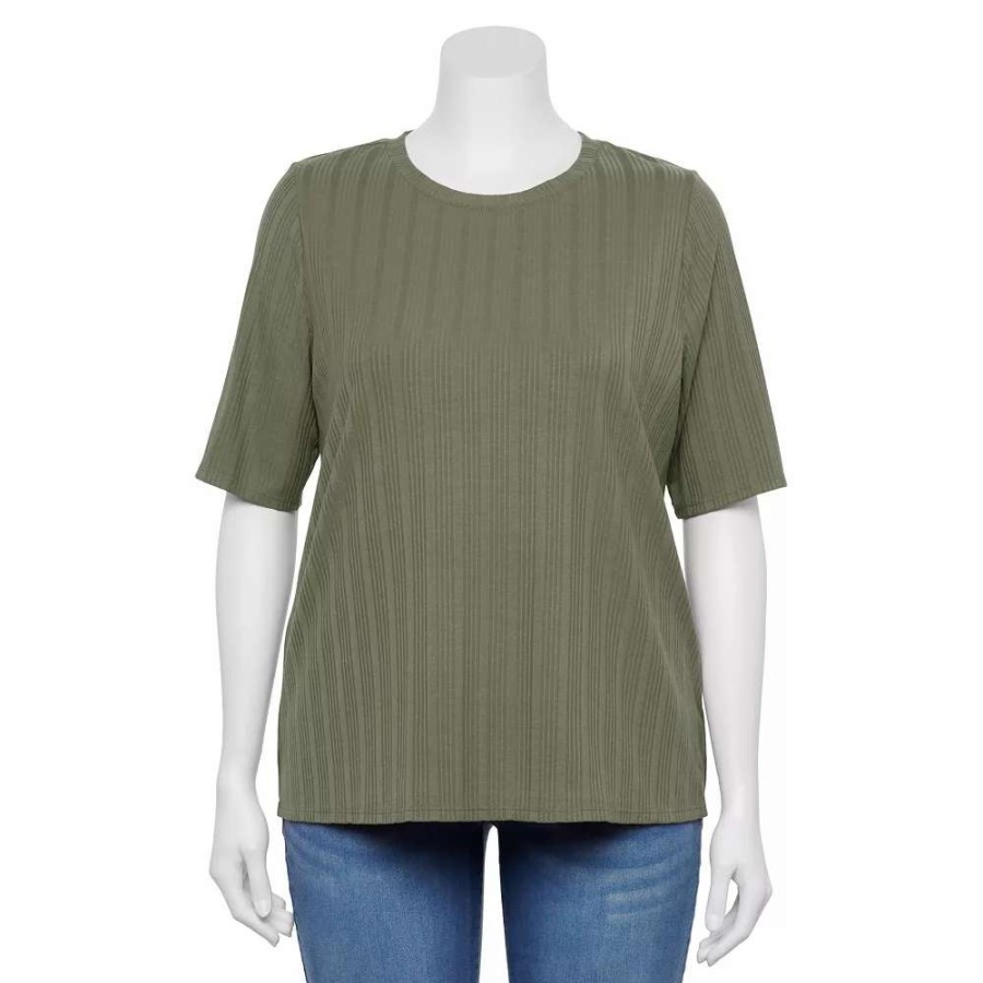 Clothing * | Plus Size Nine West Essential Elbow Sleeve Top