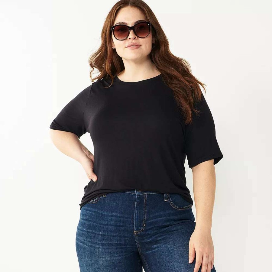 Clothing * | Plus Size Nine West Essential Elbow Sleeve Top