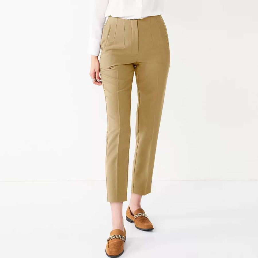 Clothing * | Women'S Nine West Curvy High-Waisted Tapered Pants