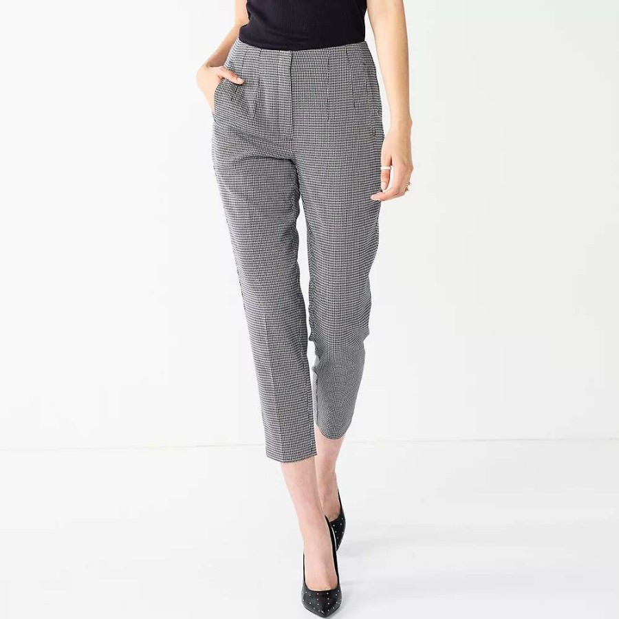 Clothing * | Women'S Nine West Curvy High-Waisted Tapered Pants