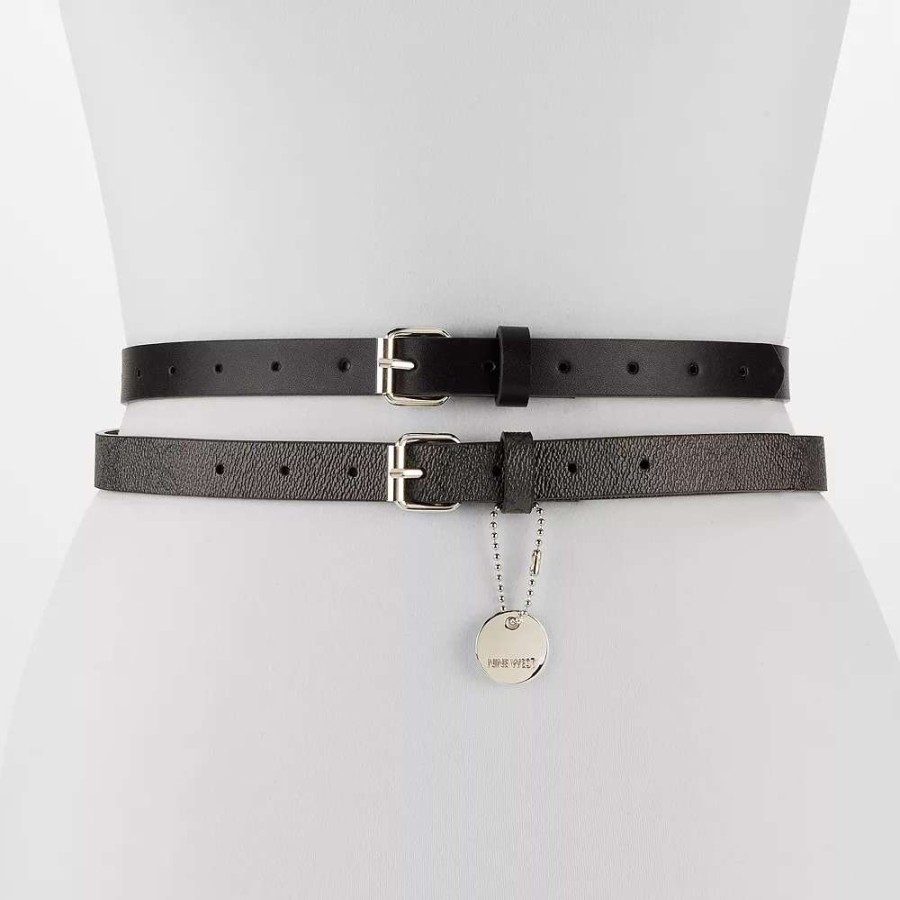 Accessories * | Women'S Nine West 2-For-1 Roller Buckle Logo Belt Set