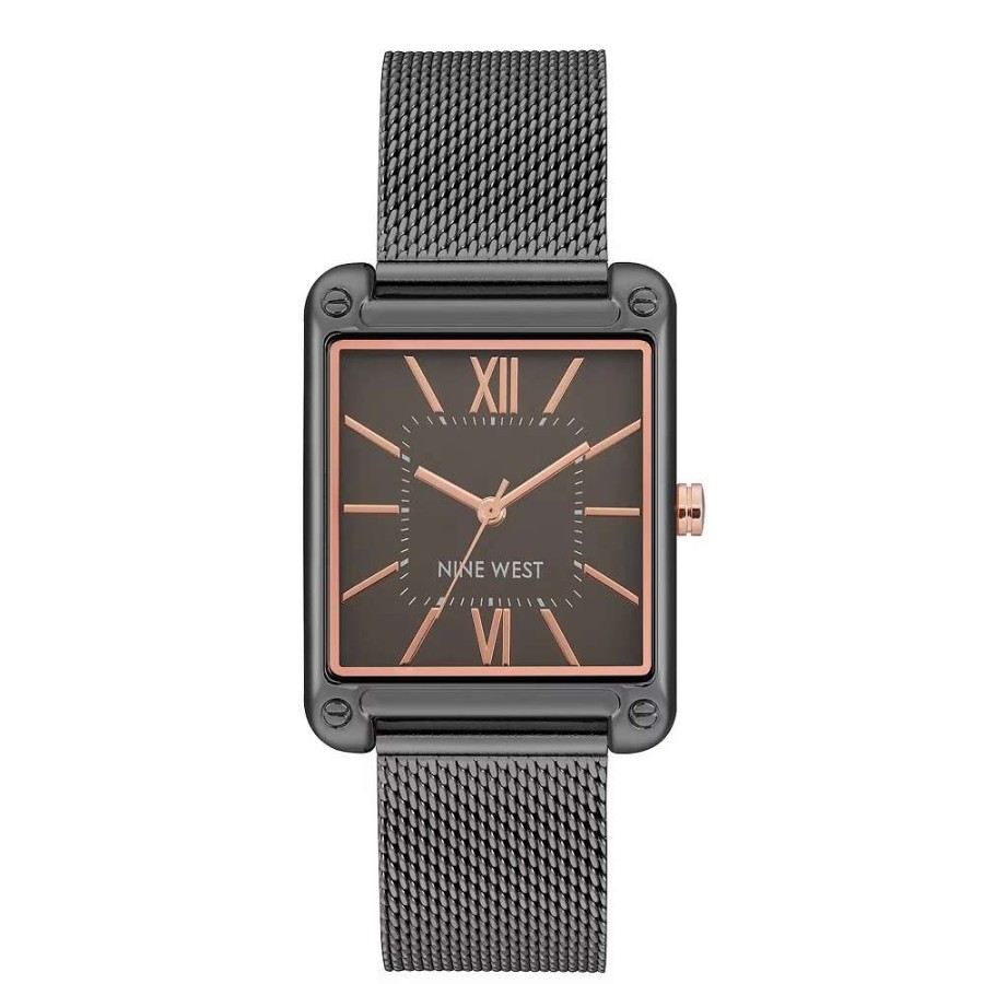 Watches * | Nine West Women'S Two Tone Rectangle Dial Dress Watch