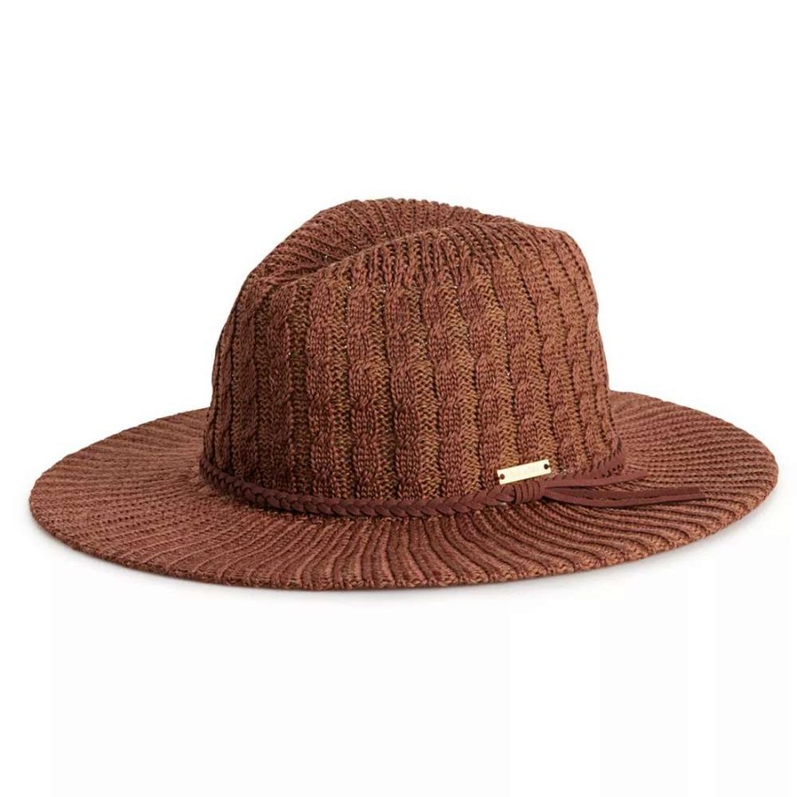 Accessories * | Women'S Nine West Cable Knit Packable Panama Hat