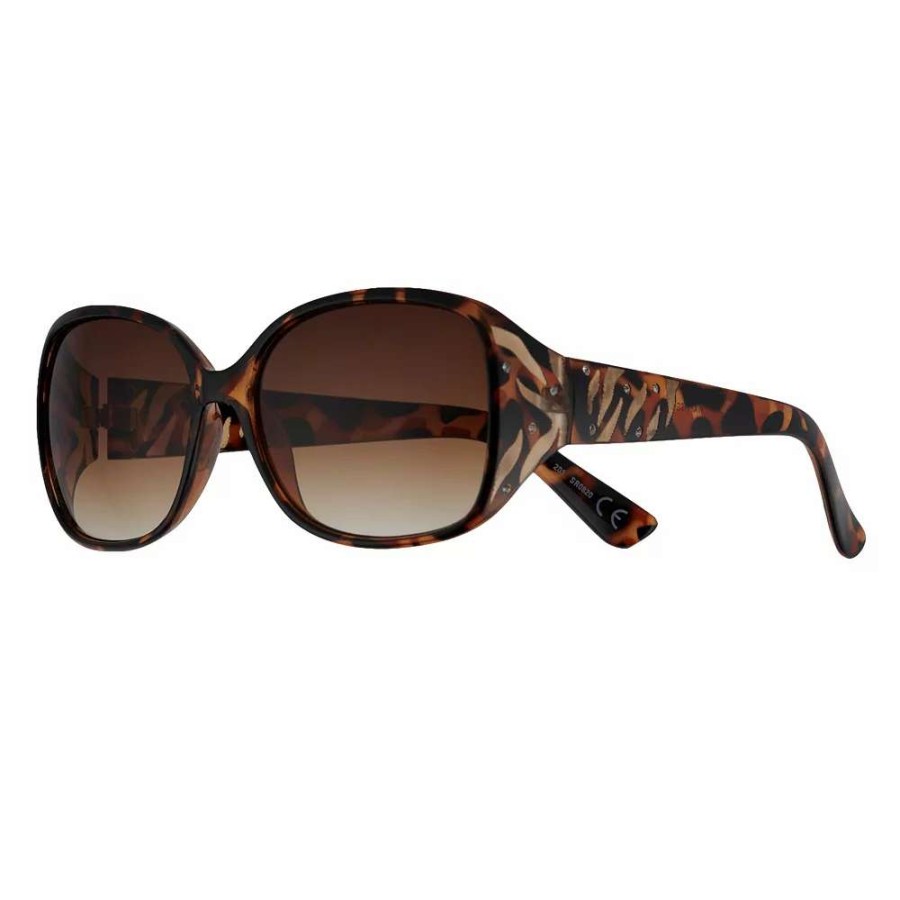 Accessories * | Women'S Nine West 58Mm Zebra Etched Large Square Sunglasses