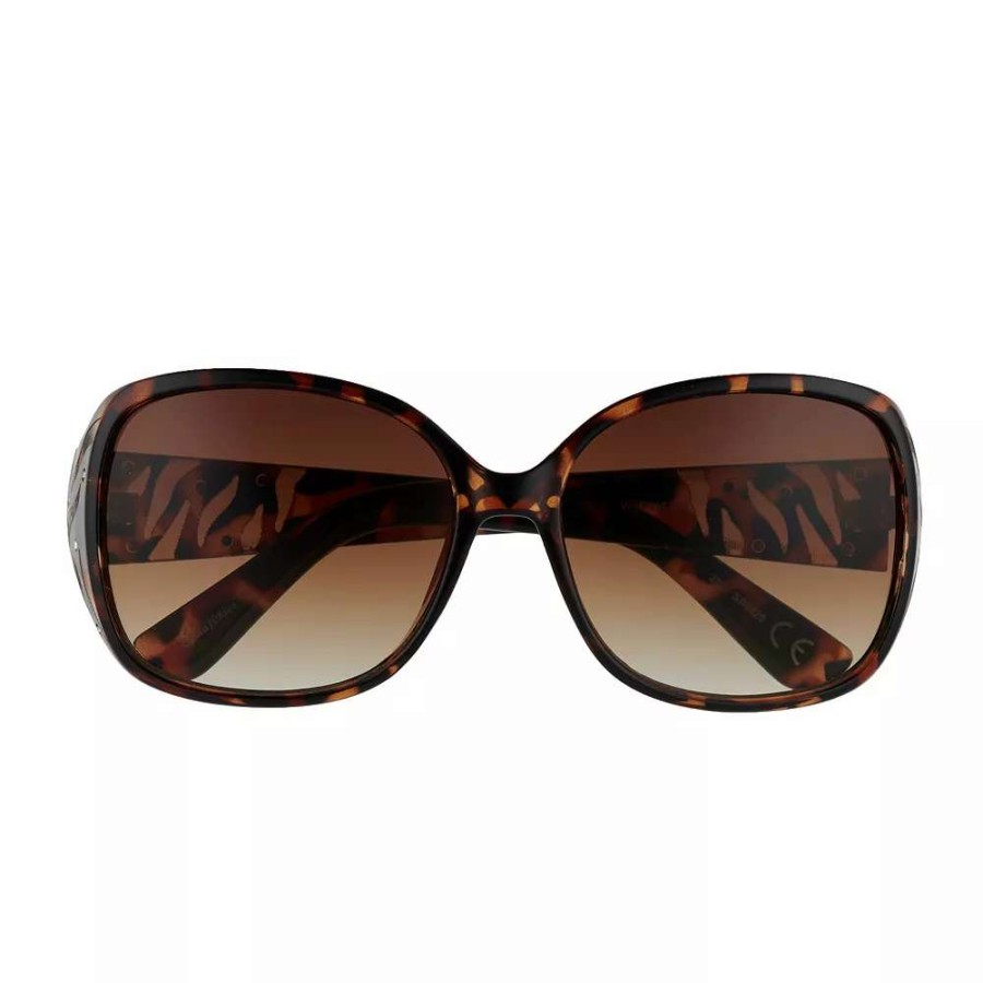 Accessories * | Women'S Nine West 58Mm Zebra Etched Large Square Sunglasses