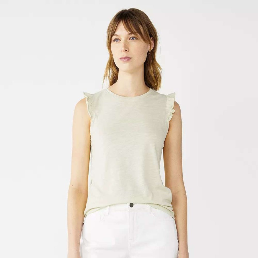 Clothing * | Petite Nine West Ruffle-Shoulder Top