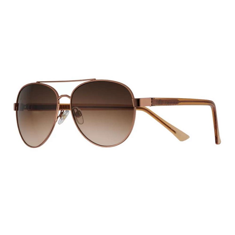 Accessories * | Women'S Nine West 52Mm Metal Bronze Frame Aviator Sunglasses