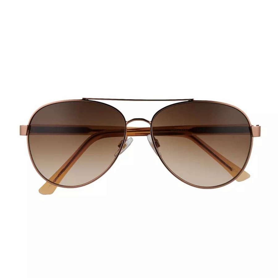 Accessories * | Women'S Nine West 52Mm Metal Bronze Frame Aviator Sunglasses