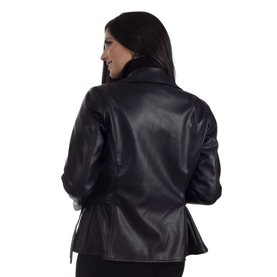 Clothing * | Women'S Nine West Faux-Leather Biker Jacket