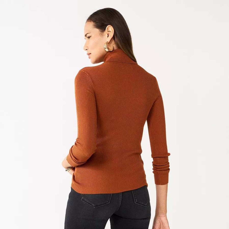 Clothing * | Women'S Nine West Rib Turtleneck Top Faint Whisper