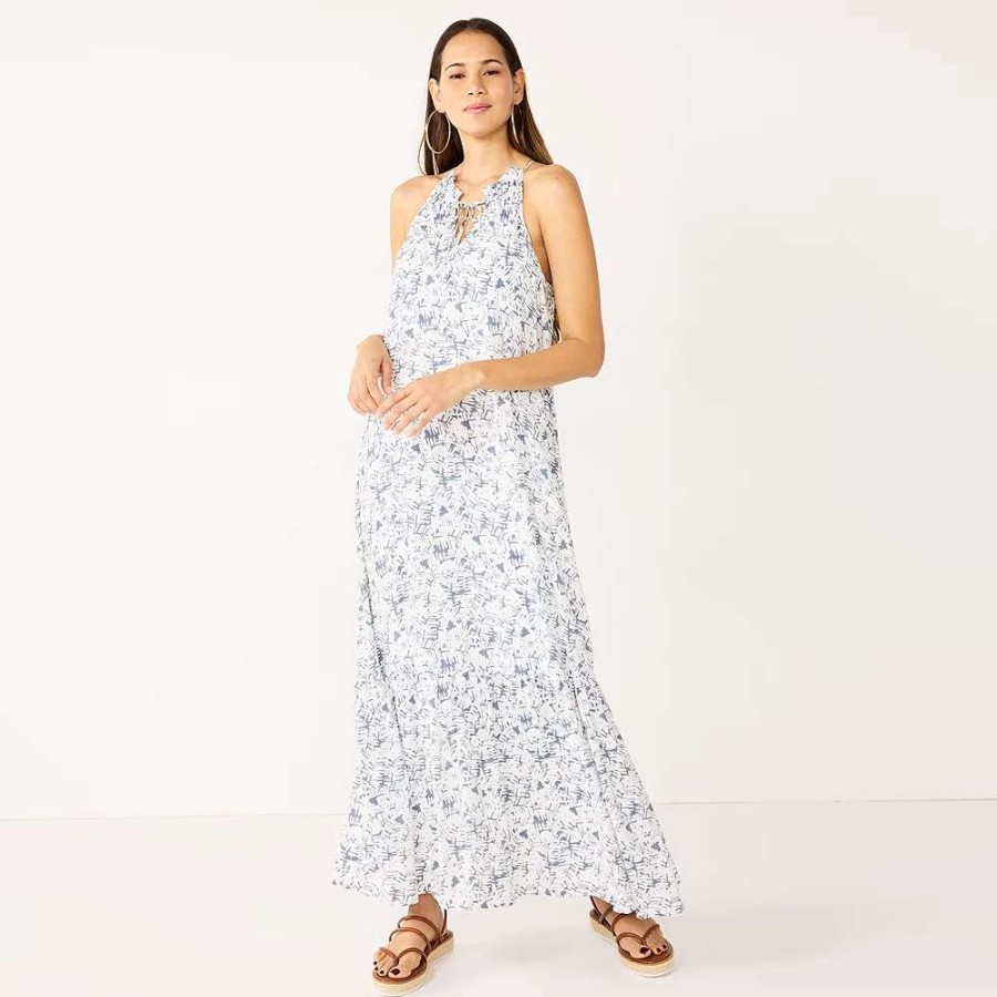 Clothing * | Women'S Nine West Tiered Peasant Maxi Dress