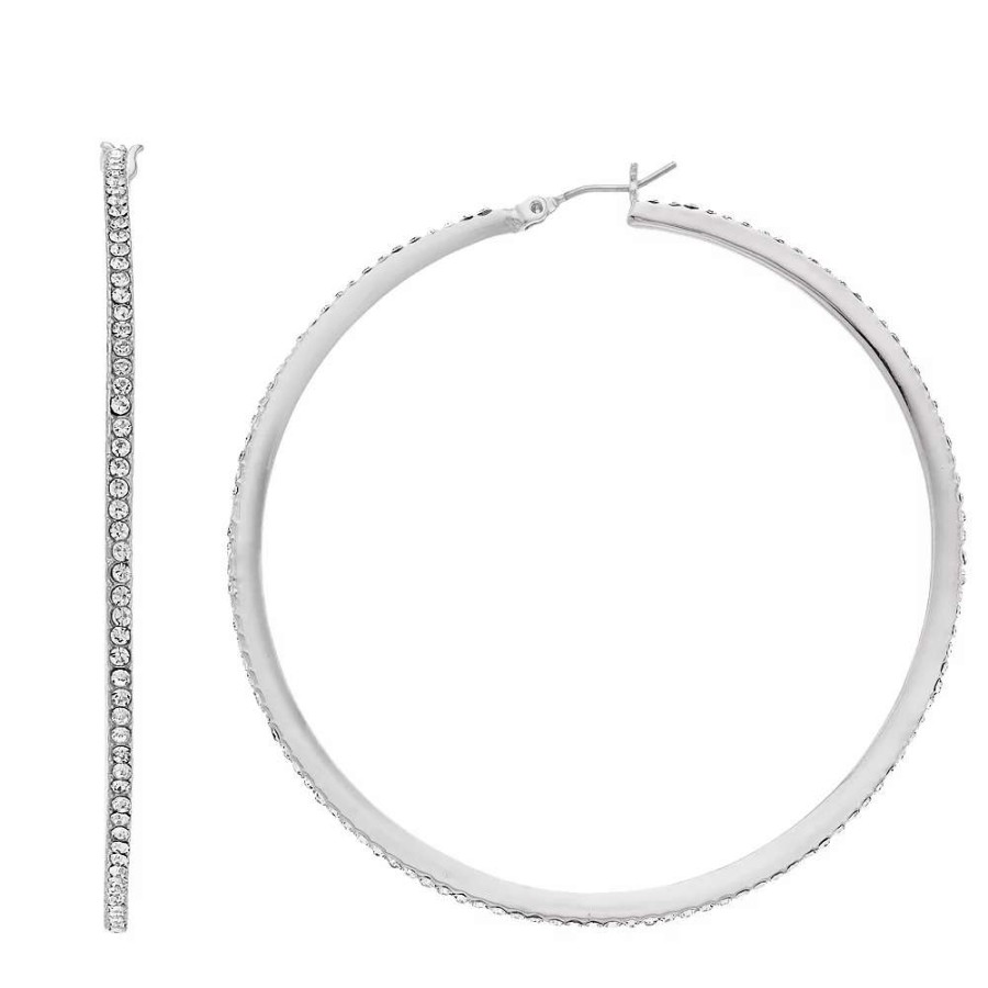 Jewelry * | Nine West Pave Large Hoop Earrings