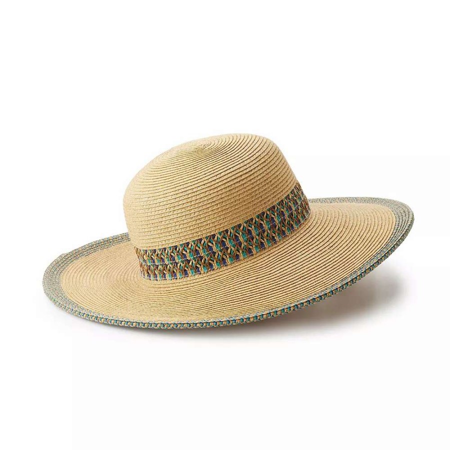 Accessories * | Women'S Nine West Multicolor Lace Inset Floppy Hat