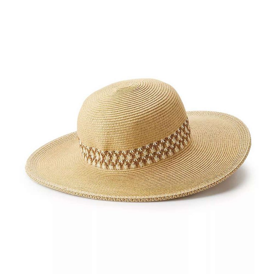 Accessories * | Women'S Nine West Multicolor Lace Inset Floppy Hat