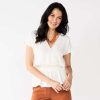 Clothing * | Women'S Nine West Short Sleeve Peplum Wrap Top