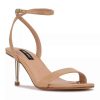 Shoes * | Nine West Anny Women'S Strappy Heeled Dress Sandals Light Natural Patent