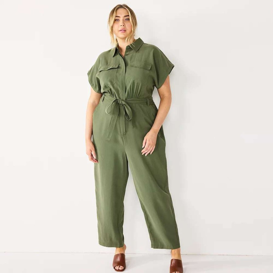 Clothing * | Plus Size Nine West Utility Jumpsuit