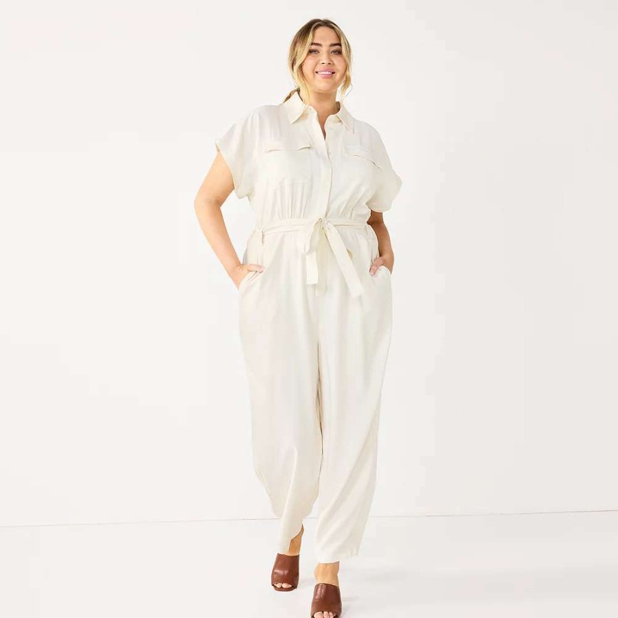 Clothing * | Plus Size Nine West Utility Jumpsuit