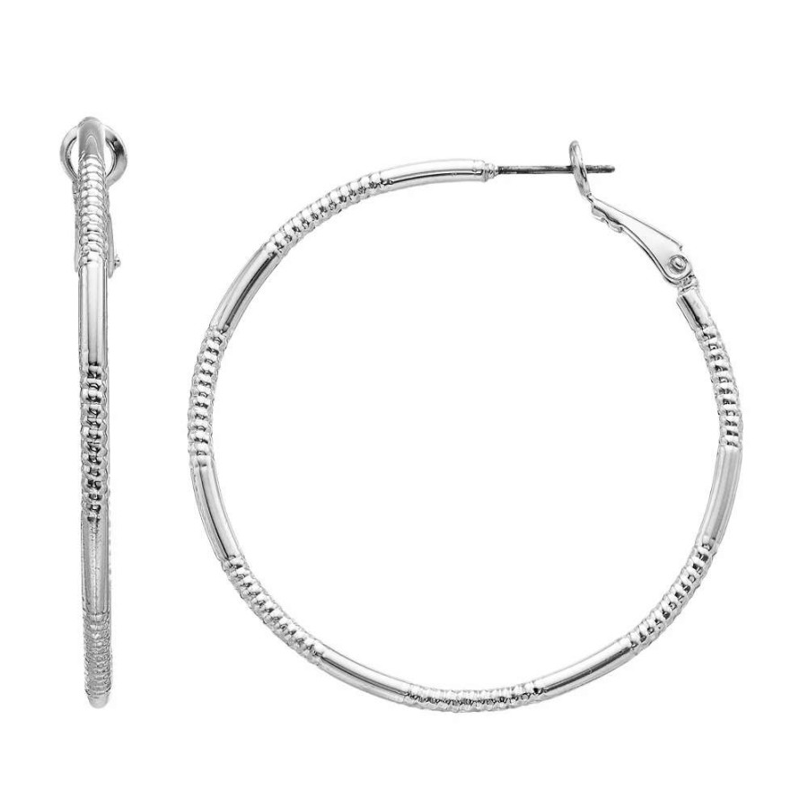 Jewelry * | Nine West Ribbed Hoop Earrings