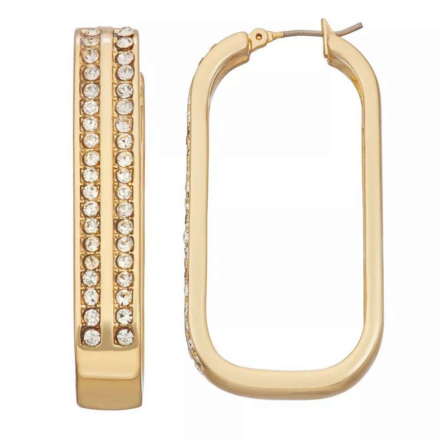 Jewelry * | Nine West Gold Tone Drop Hoop Earrings