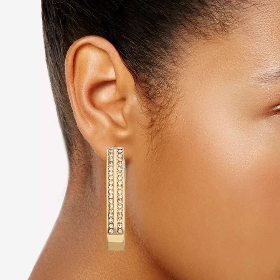 Jewelry * | Nine West Gold Tone Drop Hoop Earrings